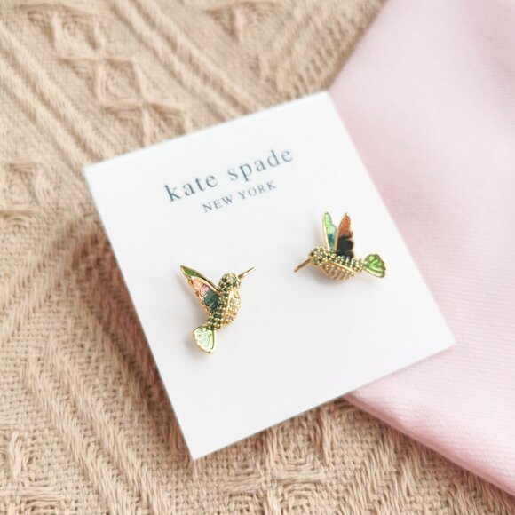 Kate Spade Dazzling Daisy Hummingbird Multicolor Stud Earrings in Gold - Picture 2 of 4